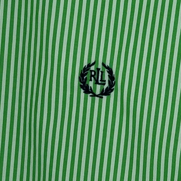 Ralph Lauren Striped Green and white Mens Classic Fit Button-Down Shirt Large - Picture 5 of 7